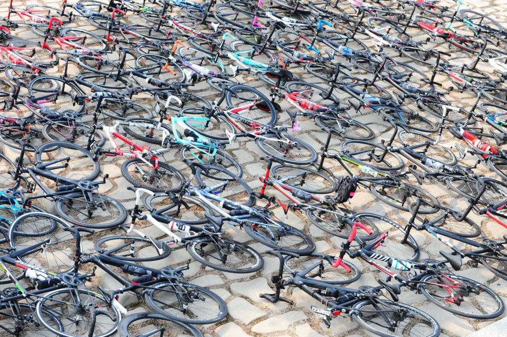 Image of lots of bikes taken from above
