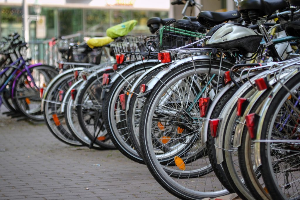 Image of many bikes lined up in a row